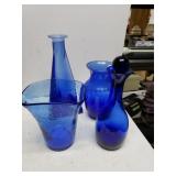 Blue Flower Vases & Decanter