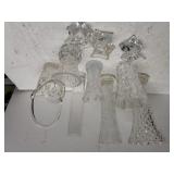 Assorted Beveled Glass Flower Vases, Candle
