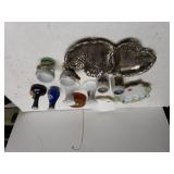 Assorted Glass Candle Holders, Ashtrays, Heineken