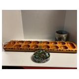 Large Wooden Mancala Board w/marbles