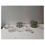 Misc Glassware - Glass Punch Bowl Ladle, Creamer,
