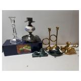 Candle Lot - (7) Taper Candle Holders & (2) Apple