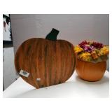 (2) Decorative Pumpkins- (1) Wooden (1) Foam