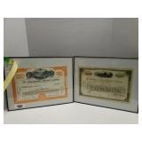 (2) Framed Railroad Stock Certificates-