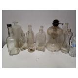 Oil Lamp, Vintage Glass Bottles