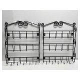 (2) Black Metal Wall Hanging Spice Racks With