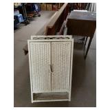 Bathroom White Wicker Storage Cabinet