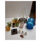 Blue Glass Pot Belly Decorative Glass, Candle