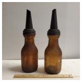 (2) Vintage Glass Oil Containers