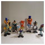 (8) Glass Clown Figurines