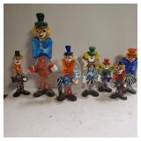 (7) Glass Clown Figurines
