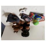 Assorted Stuffed Animals, Nascar Beanies,