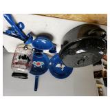 Black Speckle Roaster, Blue Speckle Bowl, Spoon,