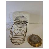 Holmes Electric Fan, Gold Coasters, Heart Candle
