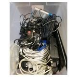 Assorted Electronic Cords, Keyboards & More