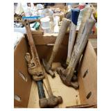 Assorted Antique Hammers, Ice Grappler, Pipe