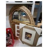 Oval Mirror, Print, & Picture Frame
