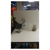 Metal Chicken Statue, Forest Themed Candle