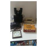 Vintage Phone, Vintage Kodak Camera, Binoculars,