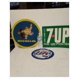 Advertisement Signs - 7UP, Miller Lite, Michelin