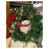 Big Christmas Wreath With Snowman And Lights,