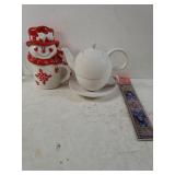 Bookmark, Tea Pot, & Snowman Mug
