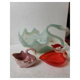 (3) Glass Bird Dishes