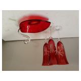 Cranberry Cut Glass Champagne & Candy Dish