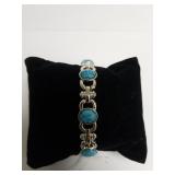 Turquoise And Silver Toned Bracelet