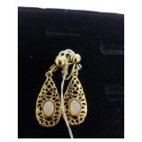 Vintage Frosted Opal Clip Earrings