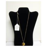 Vintage Tiger Eye Pendant Necklace Marked Germany