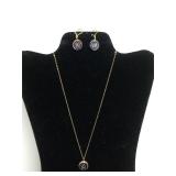 Butterfly Pendant And Earring Set - Chain Marked