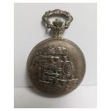 Locomotive Silver Toned Pocket Watch - Swiss Made