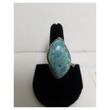Large Larimar Cocktail Ring Marked 925
