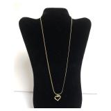 Ladies Gold Tone Necklace W/rhinestone Heart