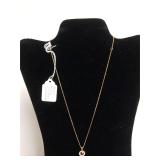 Ladies Gold Tone Necklace W/Ruby & Diamond Like