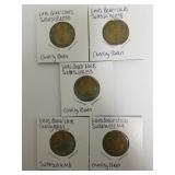 (5) Walls Baker & Walls Canning Tokens -
