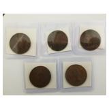 (5) British Large Cent - 1873, 1907, 1918, 1940,
