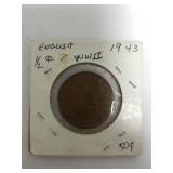 1943 English 1/2 Cent WWII