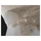Gold Rimmed Candle Holders, Glass holders, White