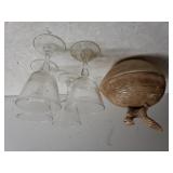 Glass Stemware & Squirrel Candy Dish