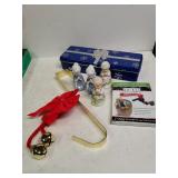 Blue Christmas Canister w/small Christmas balls