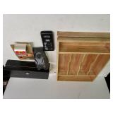 Wooden Organizer,  Metal Box, Tape, Controller