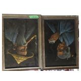 Oriental Man & Women Velvet Canvas Pictures