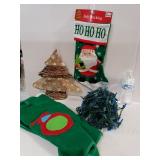 Christmas Stocking,  Lights, Tree Skirt And Tree