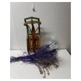 Wooden Sled And Wire Beaded Decorative Picks