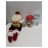Santa And Santa Glass Jar