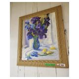 Purple Iris And Lemons Painting By Rose Doster