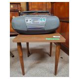 Small Square Table With Vintage JVC Vintage Radio