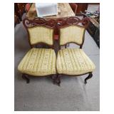 (2) Chairs With Flower Etches And Green Floral